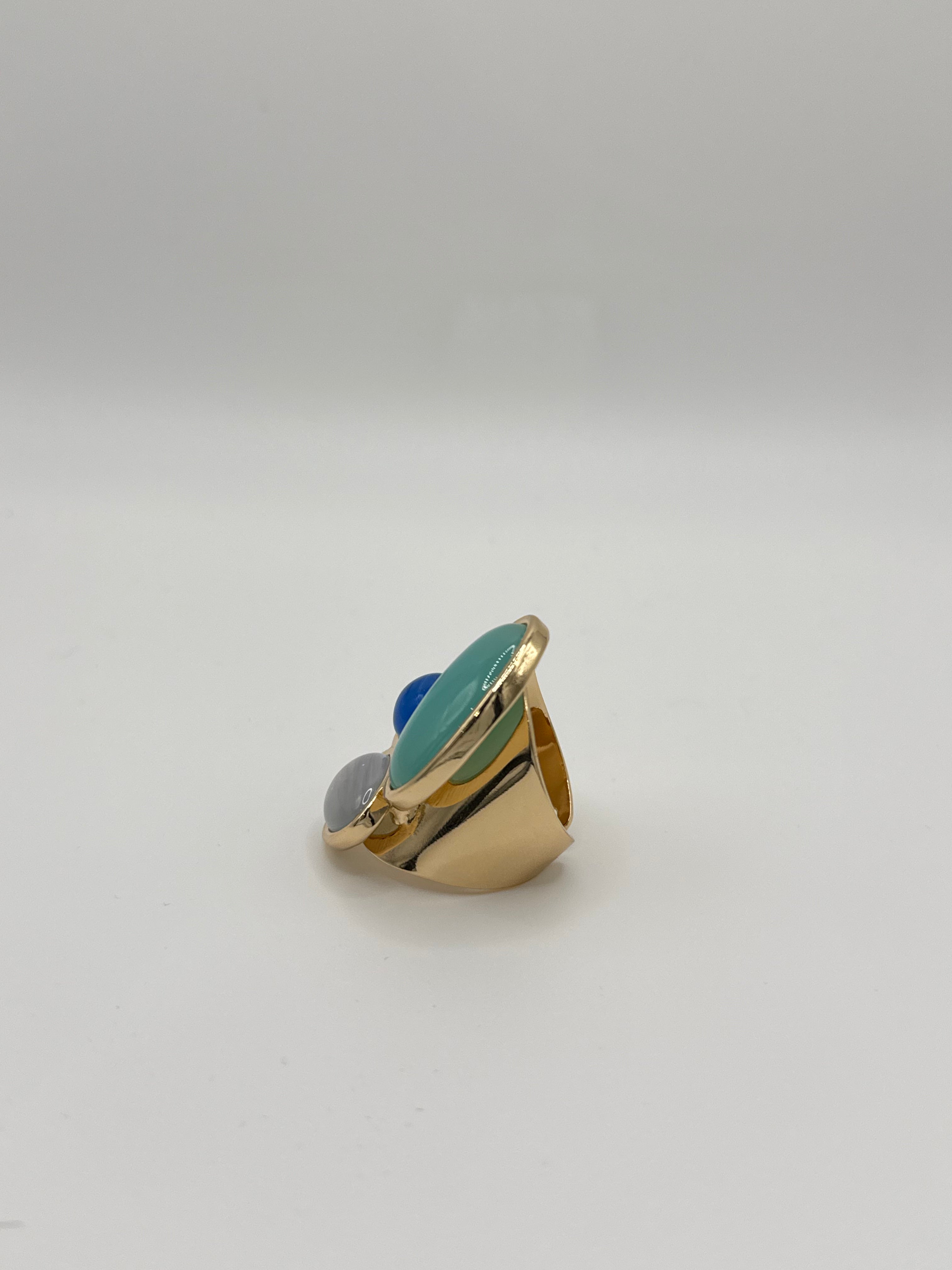 Anello Tre Castoni Multicolor
