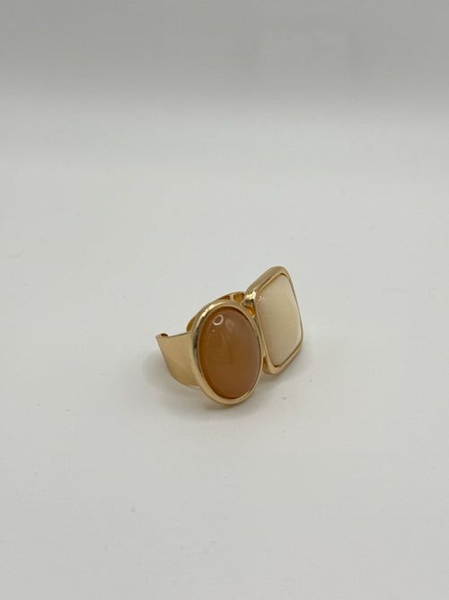 Anello Due Castoni Neutri Chiari