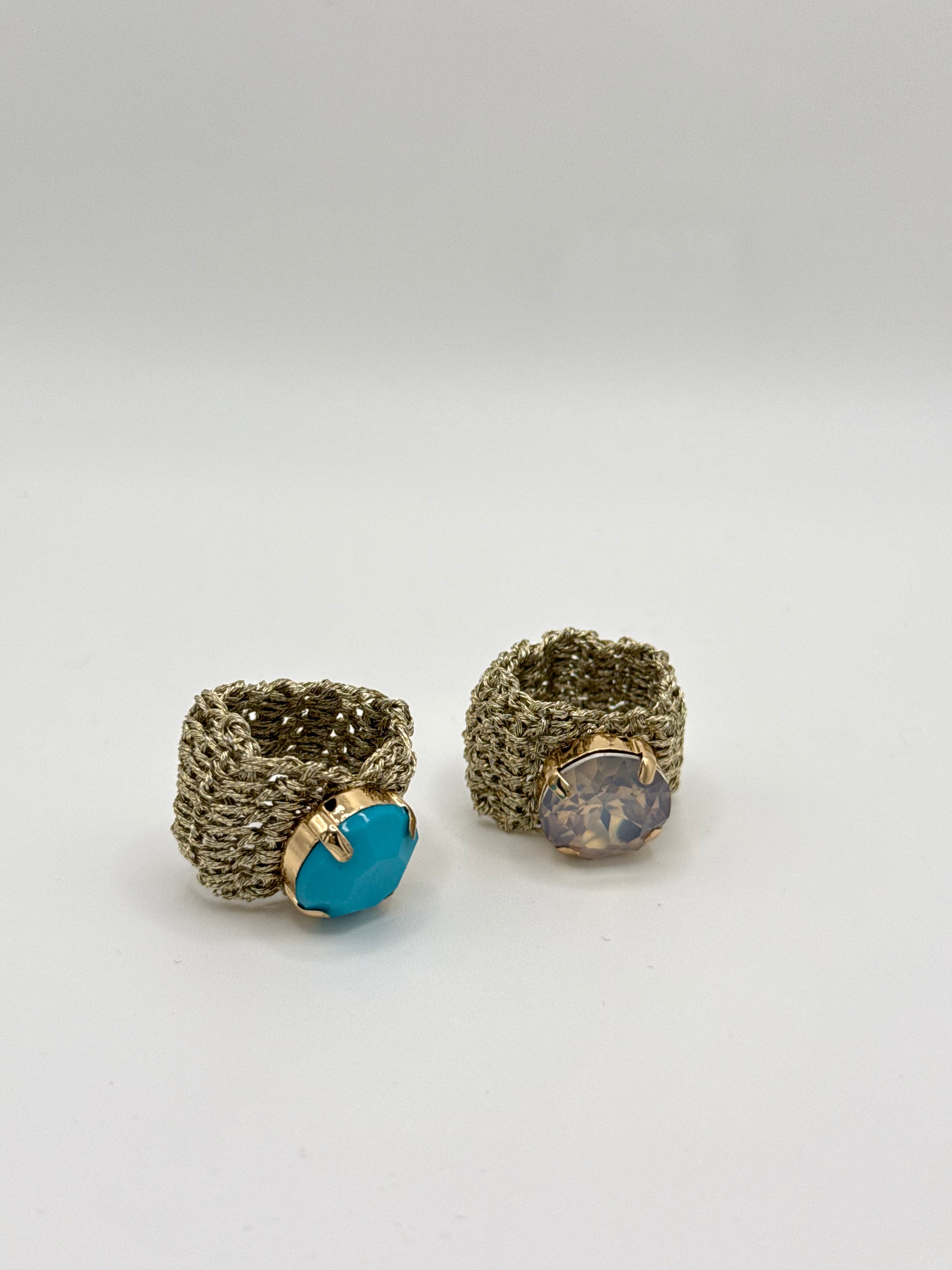 Anello Macramè Turchese