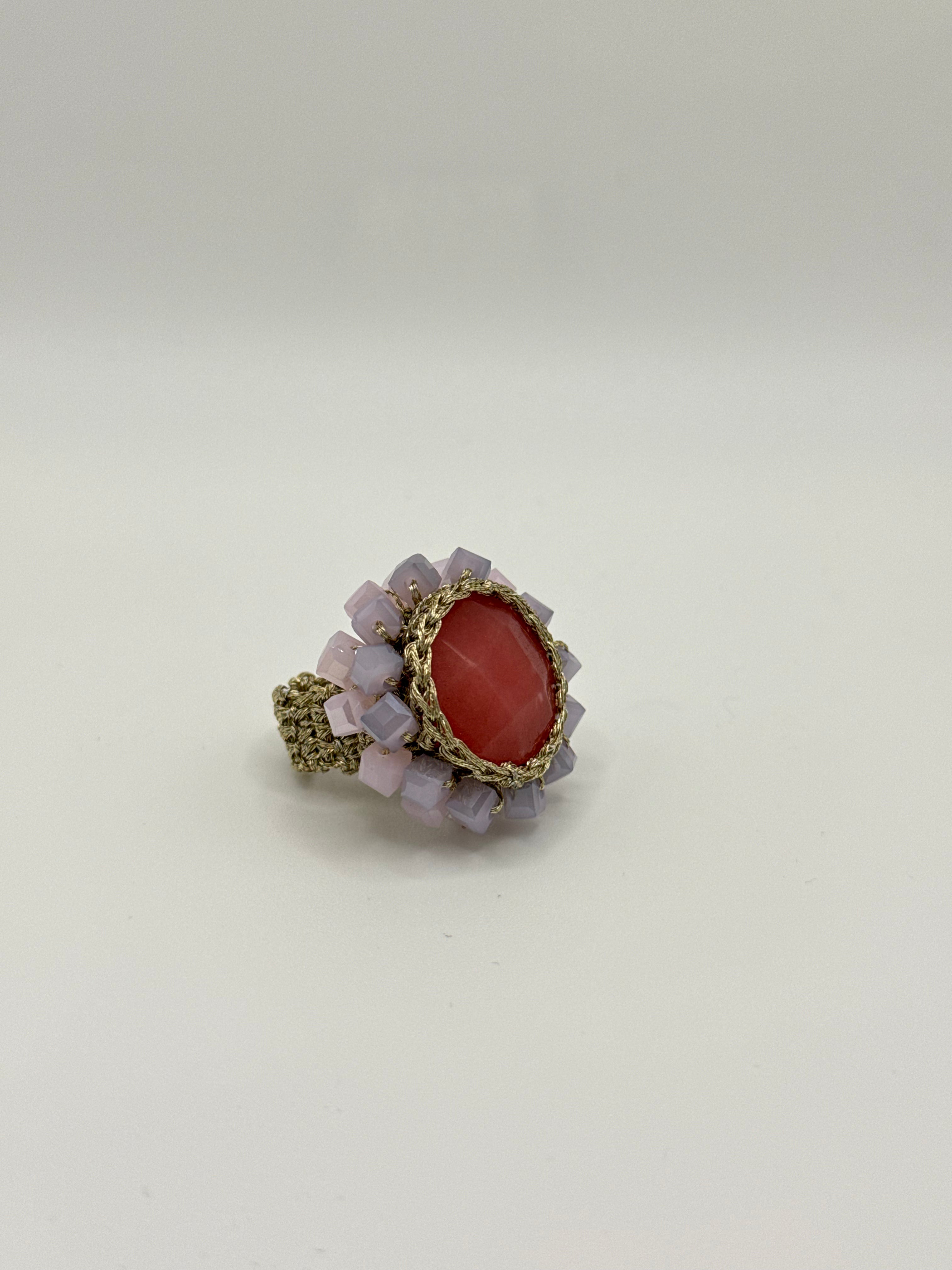 Anello Macramè Rosa Anguria