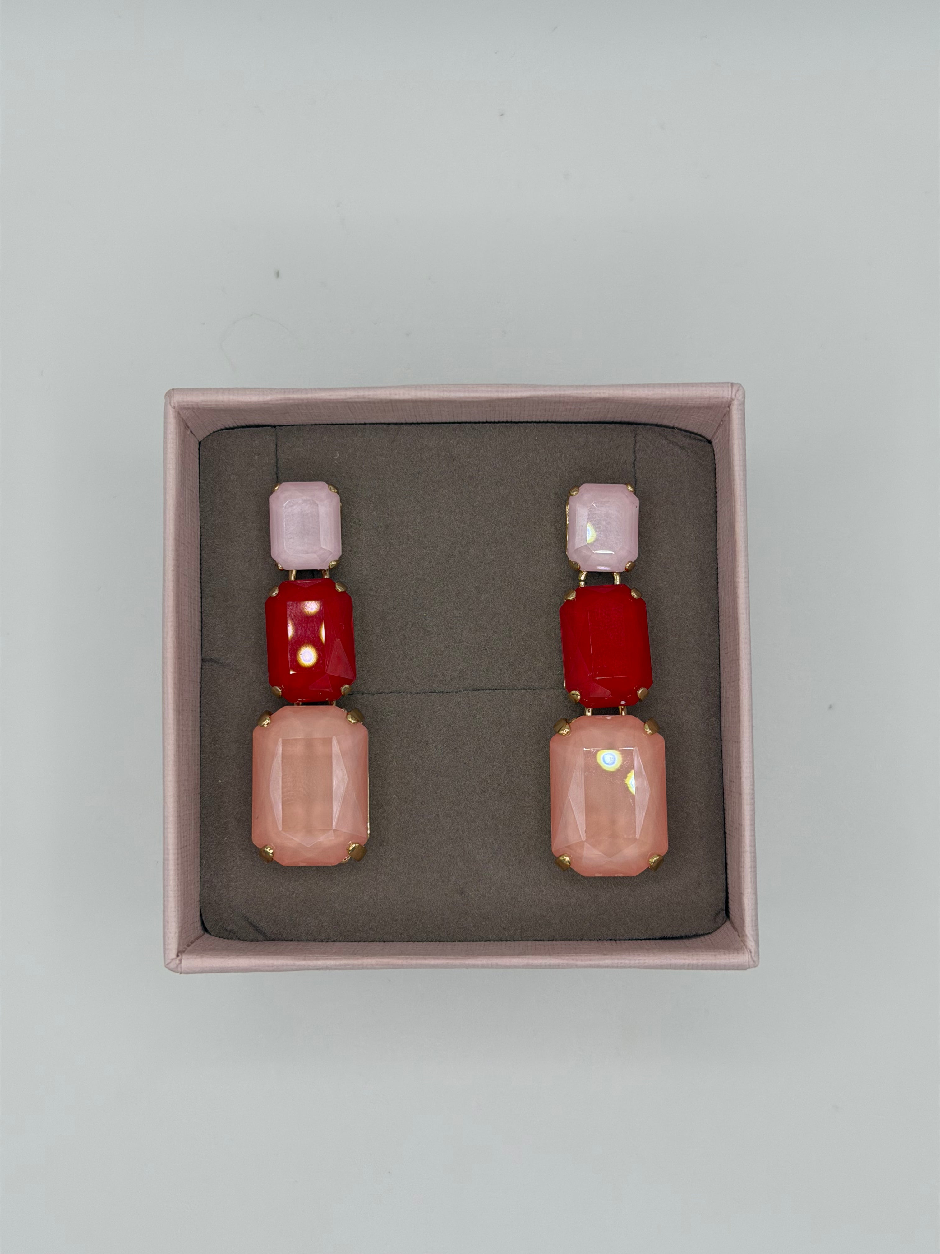 Orecchino Pendente Tre Castoni
