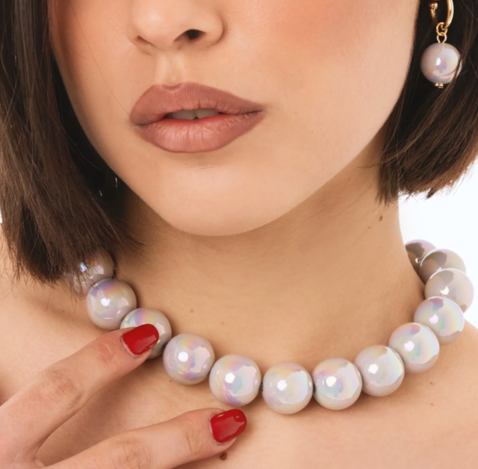 Collana Sfere Lucide Bianco