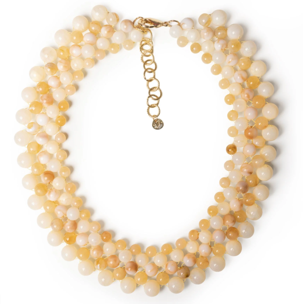 Collana Sfere Intrecciate Beige