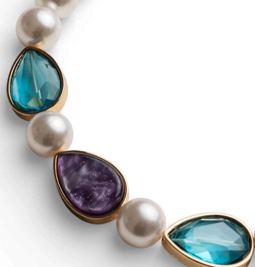 Collana Goccia Viola e Blu