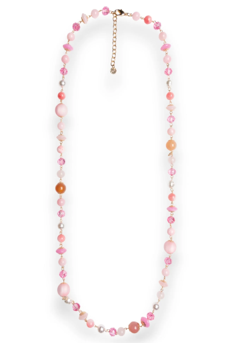 Collana Pietre e Vetro Rosa