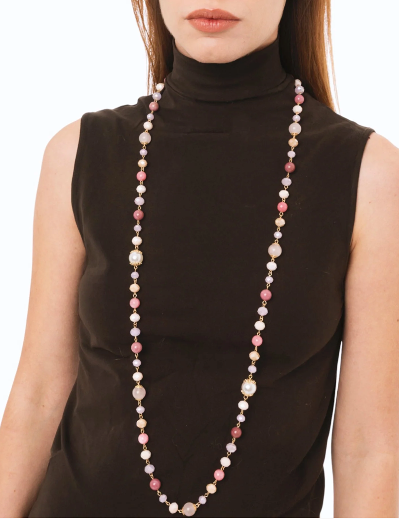 Collana Pietre Dure Rosa