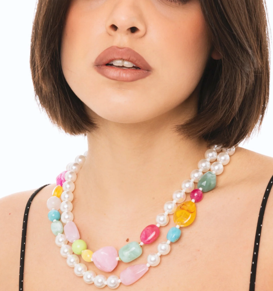 Collana Perle Multicolor Girocollo