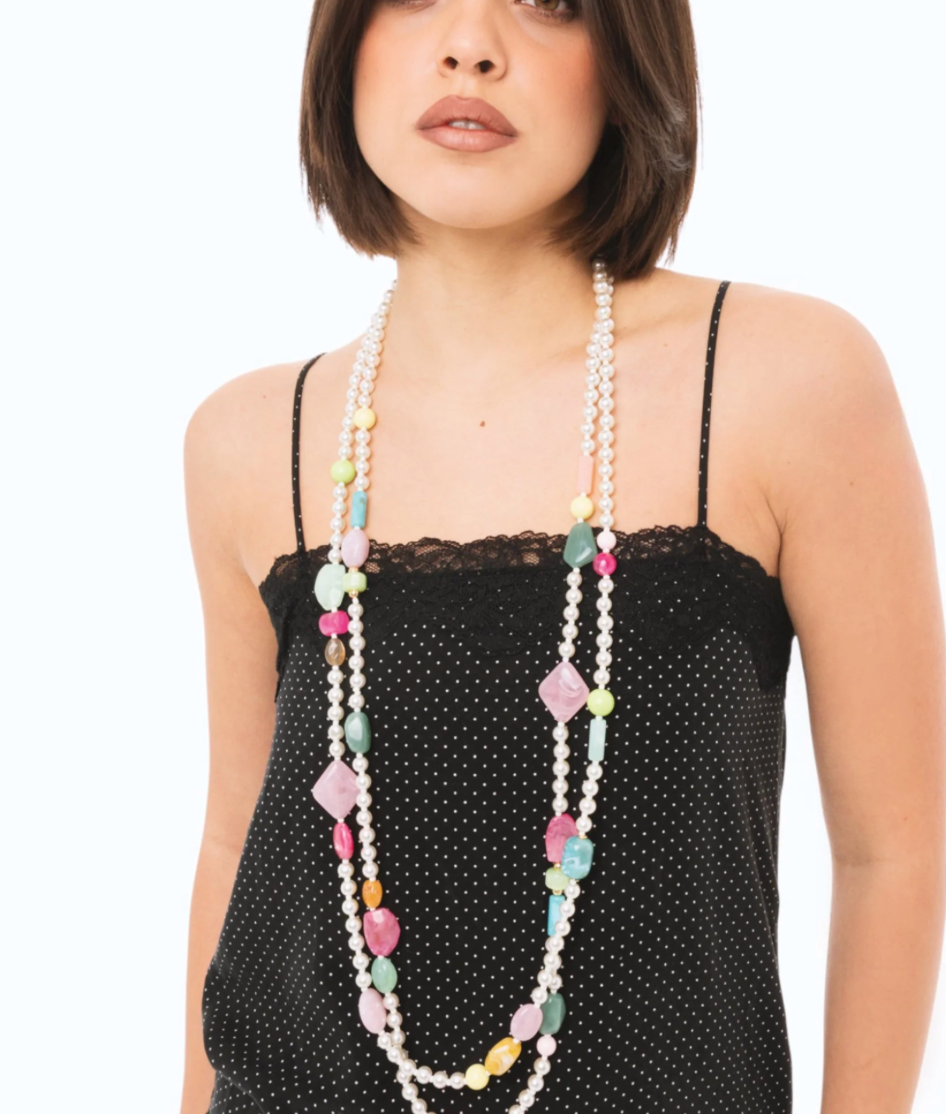 Collana Perle Multicolor Lunga