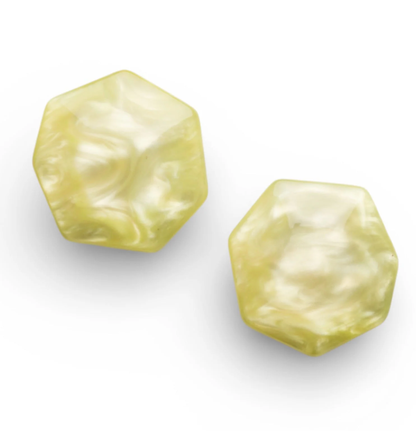 Orecchini Clip Esagono Marmo