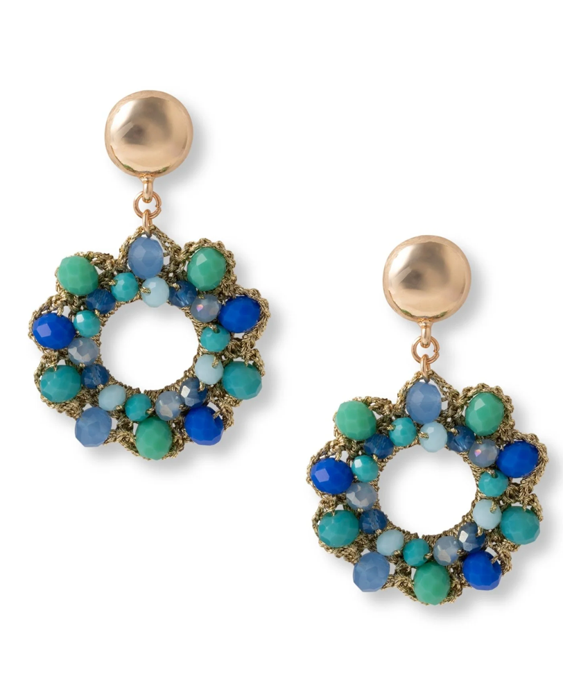 Orecchini Crochet Fiore Blu